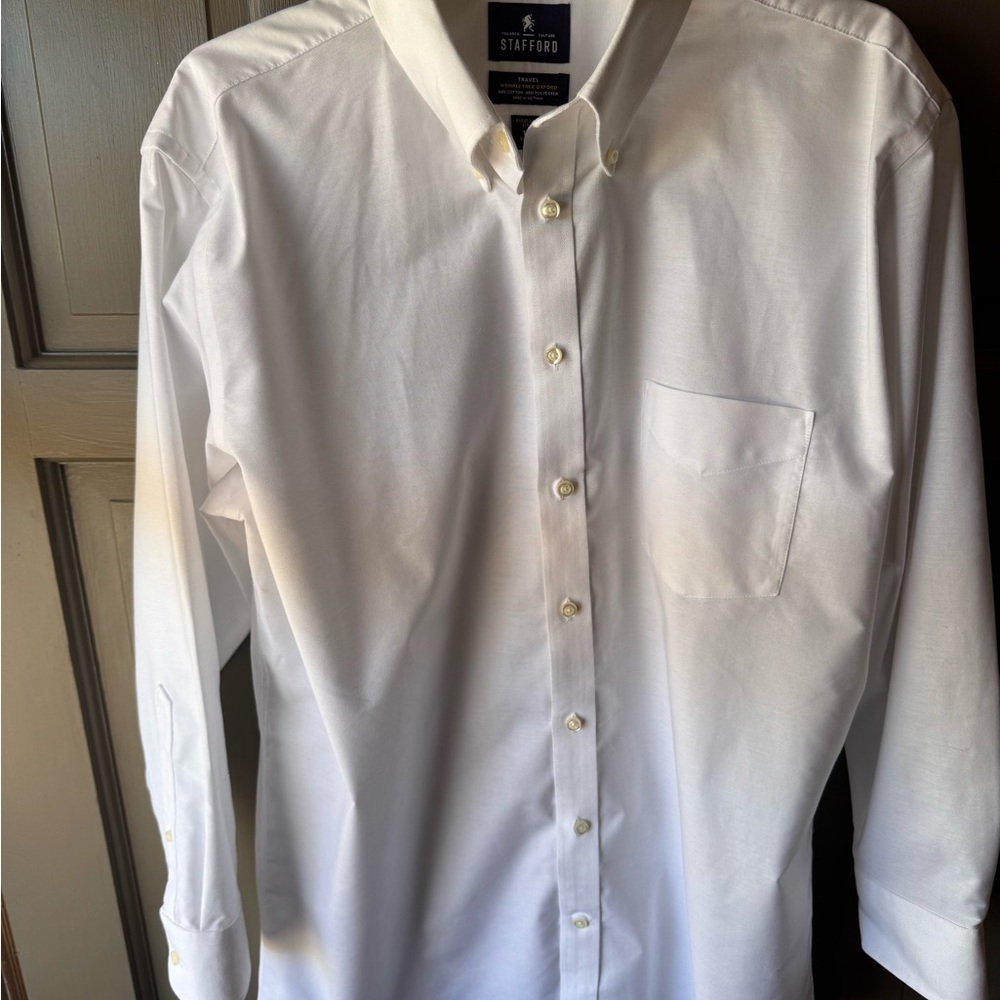 Stafford Men's Classic White Button-Down Shirt 17 Reg.Fit 32-33